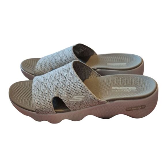 Skechers GO WALK Massage Fit Sandal Slide Womens 11 Taupe - Picture 3 of 8